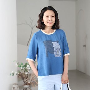 T57525 마린 비치 그래픽 티 60대 엄마옷