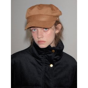 Suede Button Hat_ Camel