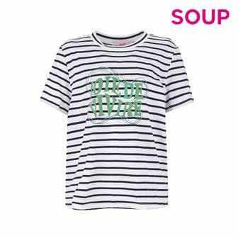 SOUP 세미 크롭 레터링 반팔 티셔츠 SA4ST36SG