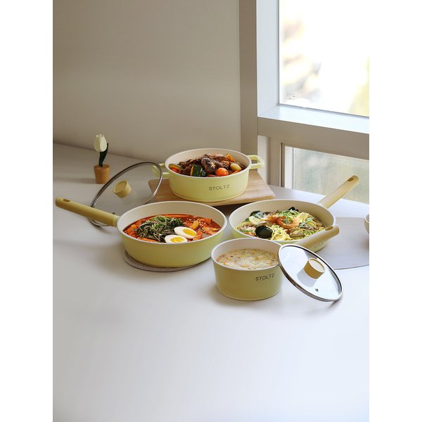 레몬머랭 인덕션 냄비 프라이팬 4종세트 (편수18+전골24+팬28+궁중팬28)