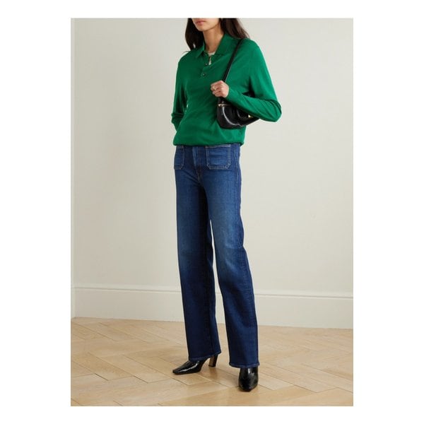 패치 포켓 램블러 지퍼 하이라이즈 스트레이트 진 다크 데님 1647597349715502