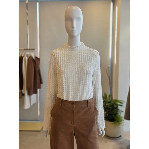 [여주점] [더 아이잗] 여성 하이넥 슬림 레이스 티셔츠 (IS3M0TS731)