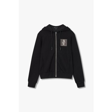 ARMANI EXCHANGE AX 여성 스퀘어 로고 패치 후드 집업- 블랙(A424331505)