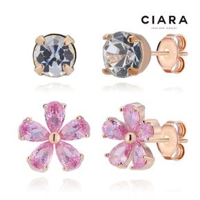 CIARA 14K Foggia 스톤 앤 플라워 컬러 귀걸이세트(GoldPlated)