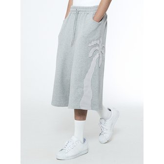 쎄르페 Palm Tree Applique Bermuda Sweat Pants Melange Grey