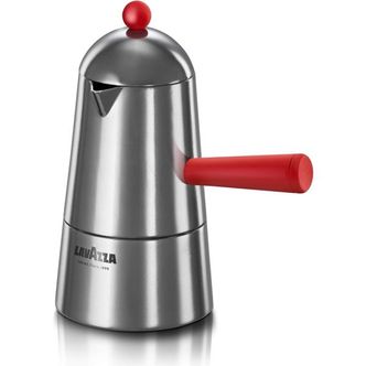  영국 라바짜 커피머신 ILSA Pop Carmencita Aluminium Coffee Maker Red Handle 3 Cups Silver 3