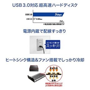 I-O DATA HDD 2TB TV Mac HDJA-UT2.0 외장 하드 디스크 녹화 전원 내장 팬 첨부 일본제 토일