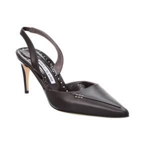 4858863 Manolo Blahnik Homerasli 70 Leather Slingback Pump