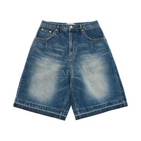 BRUSH WASHING BERMUDA DENIM SHORT PANTS BLUE 버뮤다 데님 블루