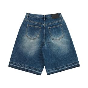 BRUSH WASHING BERMUDA DENIM SHORT PANTS BLUE 버뮤다 데님 블루