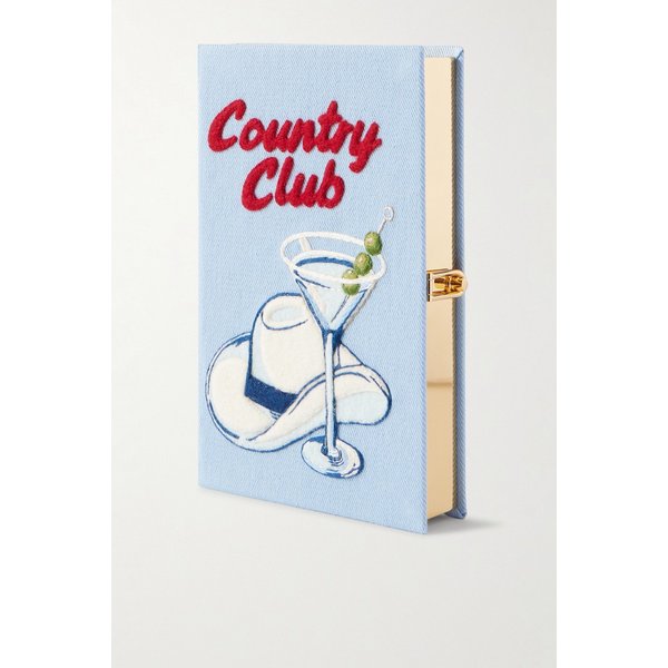 올림피아 르탱 컨트리 클럽 자수 아플리케 트윌 클러치 라이트 블루 46376663162972750