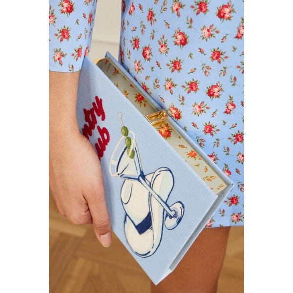 올림피아 르탱 컨트리 클럽 자수 아플리케 트윌 클러치 라이트 블루 46376663162972750