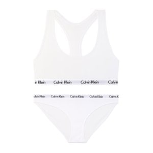 Calvin Klein CK 여성  코튼 스포츠브라 브라렛+팬티 세트 QP1114+QD3588 WHITE