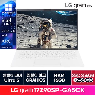 LG [청구할인][정품 윈도우11홈]LG전자 그램 프로 17인치 17Z90SP-GA5CK 16GB  256GB 추가 ON