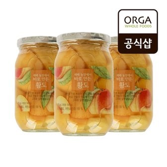 풀무원 [올가] 재배 농장에서 바로 만든 황도 복숭아 (450g)X3개