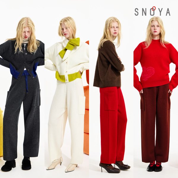 [런칭가 159,000 → 99,000] 스노야 울 100 컬러배색 니트 팬츠(초특가!)