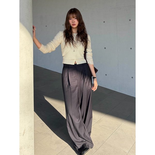 Comfort stripe wide pants [KNSS06PT02]_Black