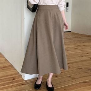 뒷밴딩 롱 플레어 스커트 A라인 체형커버 핀턱 데일리 롱치마_P435631491