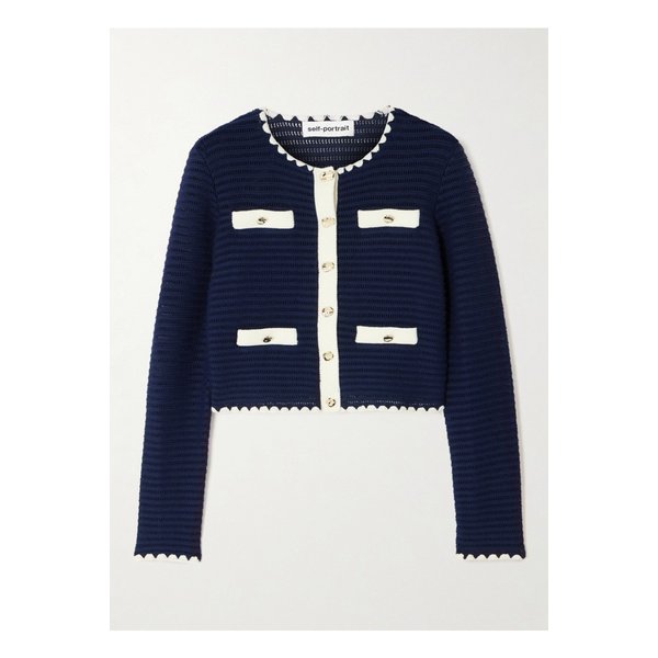 크롭 크로셰 가디건 네이비 1647597338867357