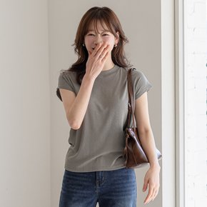 유케드 골지 캡소매 반팔 티셔츠