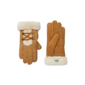 4311764 UGG Shearling Lace Up Gloves - CHESTNUT 72638105