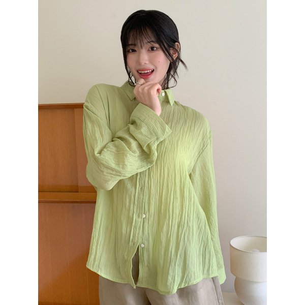 Fresh Crinkle Gauze Button Shirt 4colors