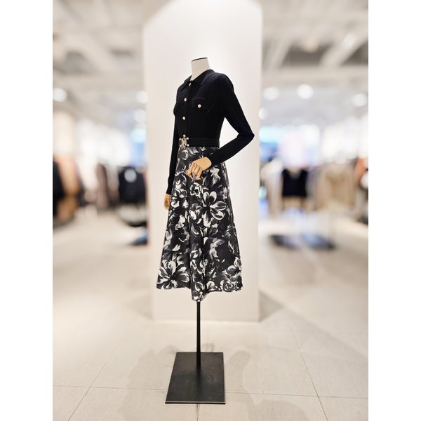 [파주점] [더아이잗컬렉션]프린트 포인트 믹스드 니트 원피스 CS3B1OP411