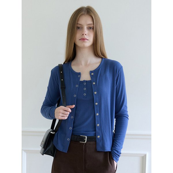 Ring Snap Cardigan - Vintage Blue