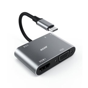 라온 5in1 C타입 USB 3.1 Type- C HDMI VGA Audio PD충전 멀티 컨버터 허브