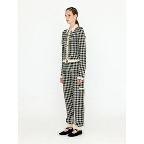 VEMI Gingham Check Knit Jogger Pants - Black/Ivory