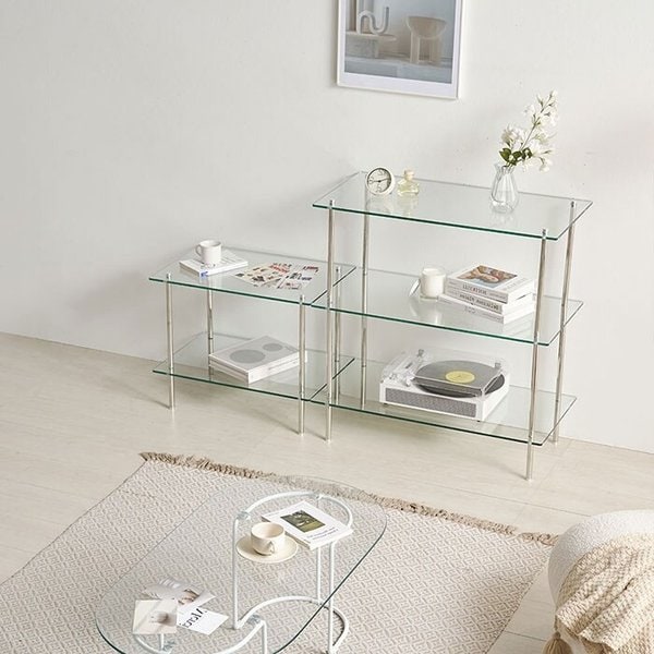 답답함 없는 인테리어 선반 거실장 60cm 2단(강화유리) WB627 (착불)