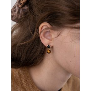 Black and brown gemstone drop earring