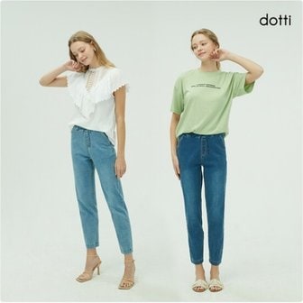 DOTTI 릴렉스핏 데님 밴딩팬츠 2종세트(DWBW)