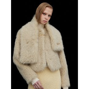 Faux Fur Crop Jacket_Beige