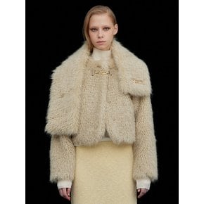 Faux Fur Crop Jacket_Beige