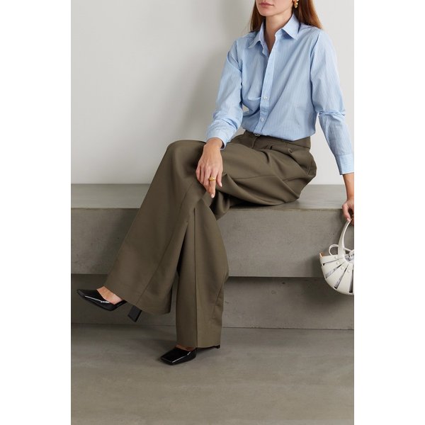 샤르베 스트라이프 코튼 포플린 셔츠 블루 25185454456738662