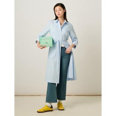 빈폴레이디스 25SS 폴리 혼방 7부 소매 셔츠 원피스 - 스카이 블루 BF5271C02Q