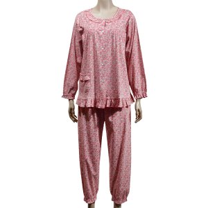 까르멧 꽃나염 컬러 면 100% 여성 잠옷 상하 세트