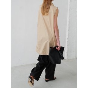 Lightweight cowl-neck layered Dress_beige