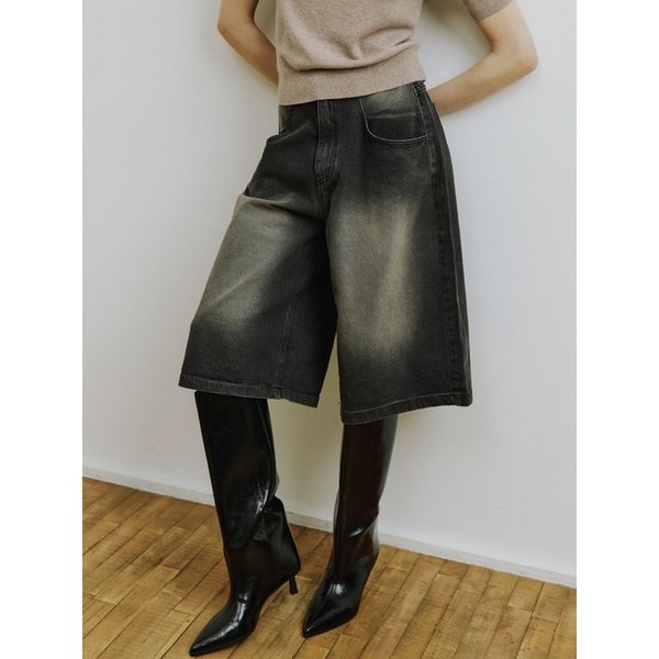 Washed 5-Inch Denim Cotton Pants