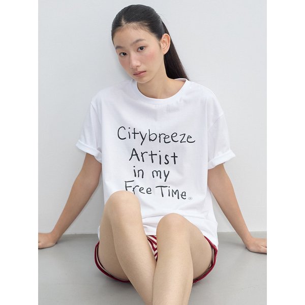핸드라이팅 루즈핏 반팔 티셔츠_2COLORS