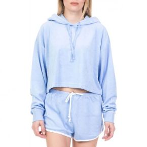 5334126 Juicy Couture Terry Cropped Long Sleeve Hoodie In Light Blue