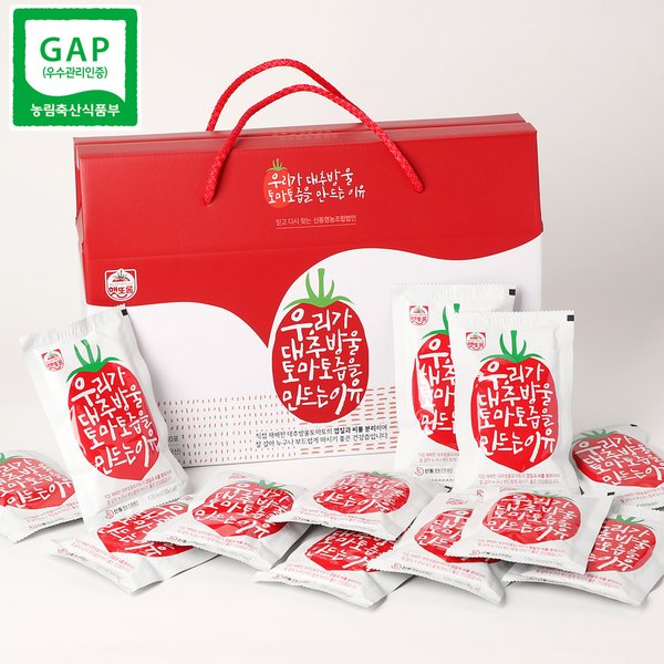 부여농부의 대추방울토마토즙 120mlx30ea (선물포장+외포장박스) GAP 인증 / 껍질과 씨 제거 갈아만든 주스