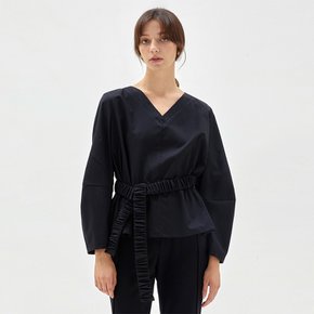 BELTED POPLIN TOP BLACK