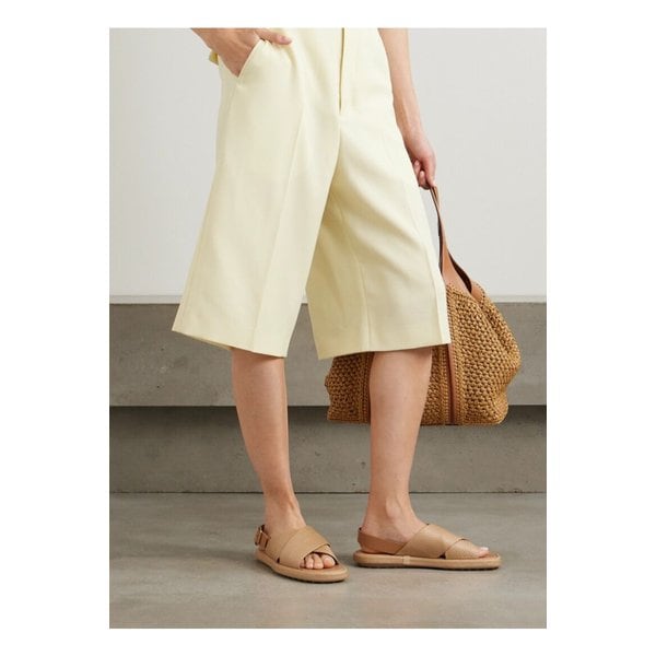 곰마 가죽 트리밍 라피아 슬링백 샌들 베이지 46376663162854966