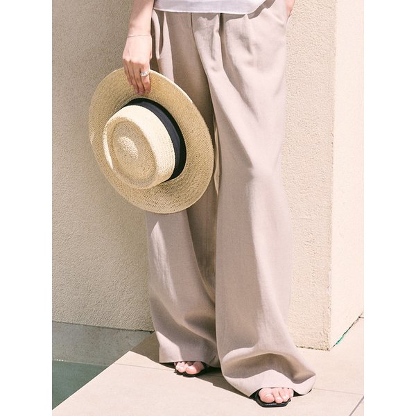 [SPNK] 린넨 와이드 롱 팬츠_라이트브라운