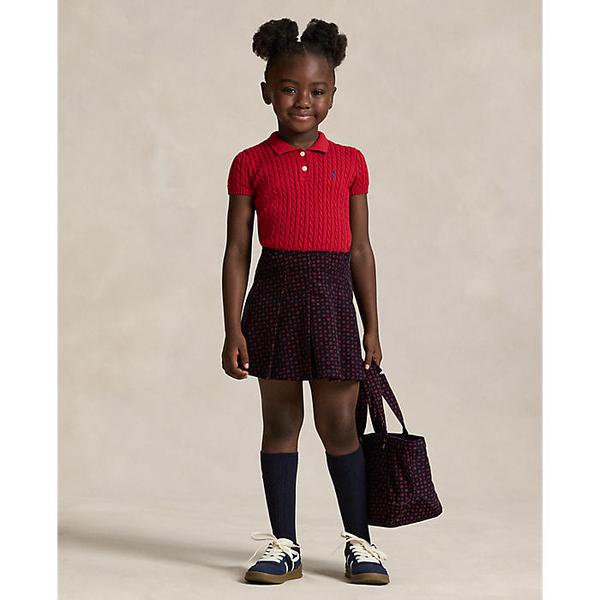 폴로 키즈 여아 2-6세 플로럴 플리츠 코듀로이 스커트(CWPOSKTR6H20130999)