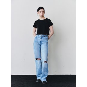 AS BASIC ROUND CROP T [BLACK]