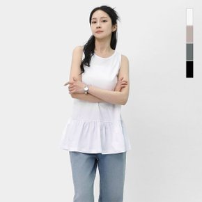 여자 여름 레이어드 민소매 티셔츠 프릴 롱 나시 SCR192