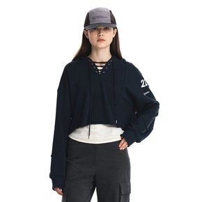 Peony Crop Hoodie_Navy